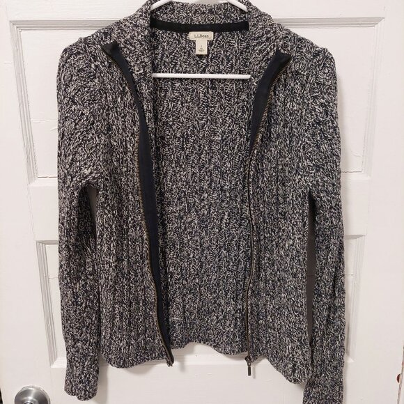 L.L. Bean Cable Knit Full Zip Cardigan Sweater - Picture 3 of 6
